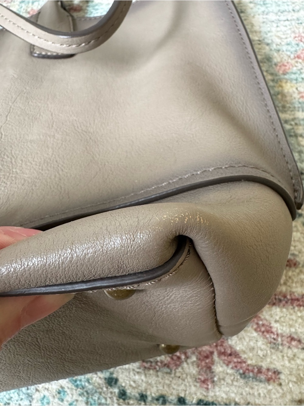 Frye Taupe Leather Tote Bag Shoulder Shopper - Picture 7 of 8